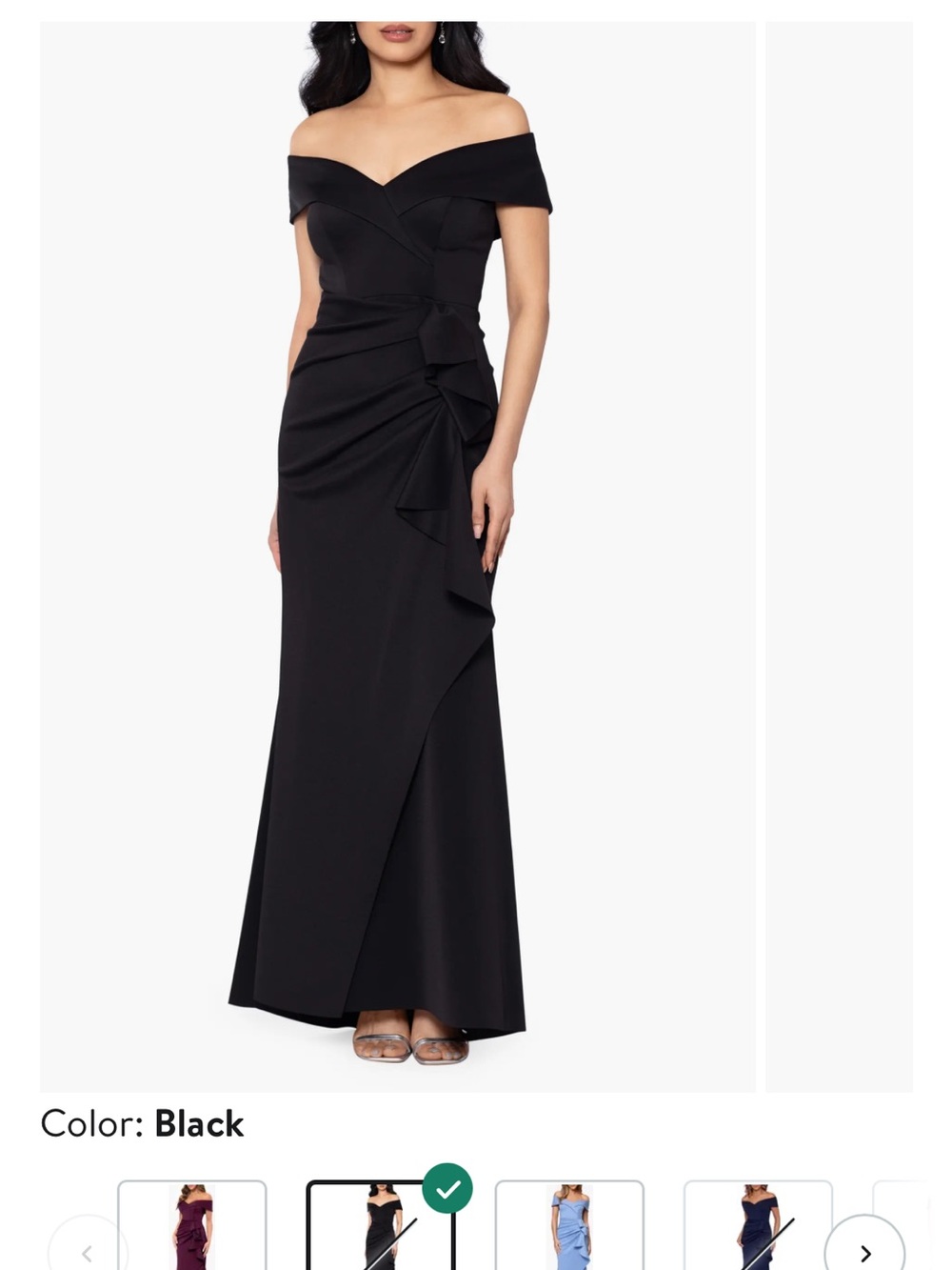 Xscape Evenings Elegant Off-Shoulder Black Evening Gown